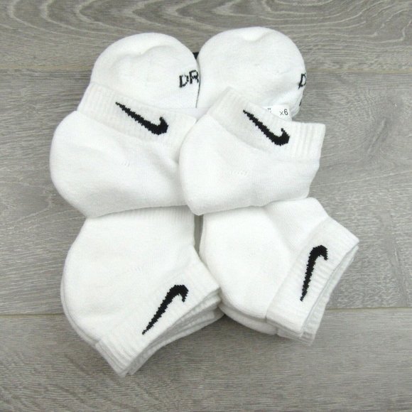 Nike Everyday Plus Cushion Low Socks White 6 Pack Women's 6-10 / Youth 5Y-7Y NEW - Picture 6 of 10